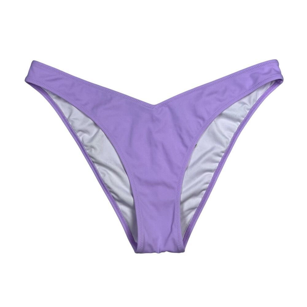 Victorias Secret PINK V Front Bikini Bottom XL Purple Minimal Coverage Swim NWOT